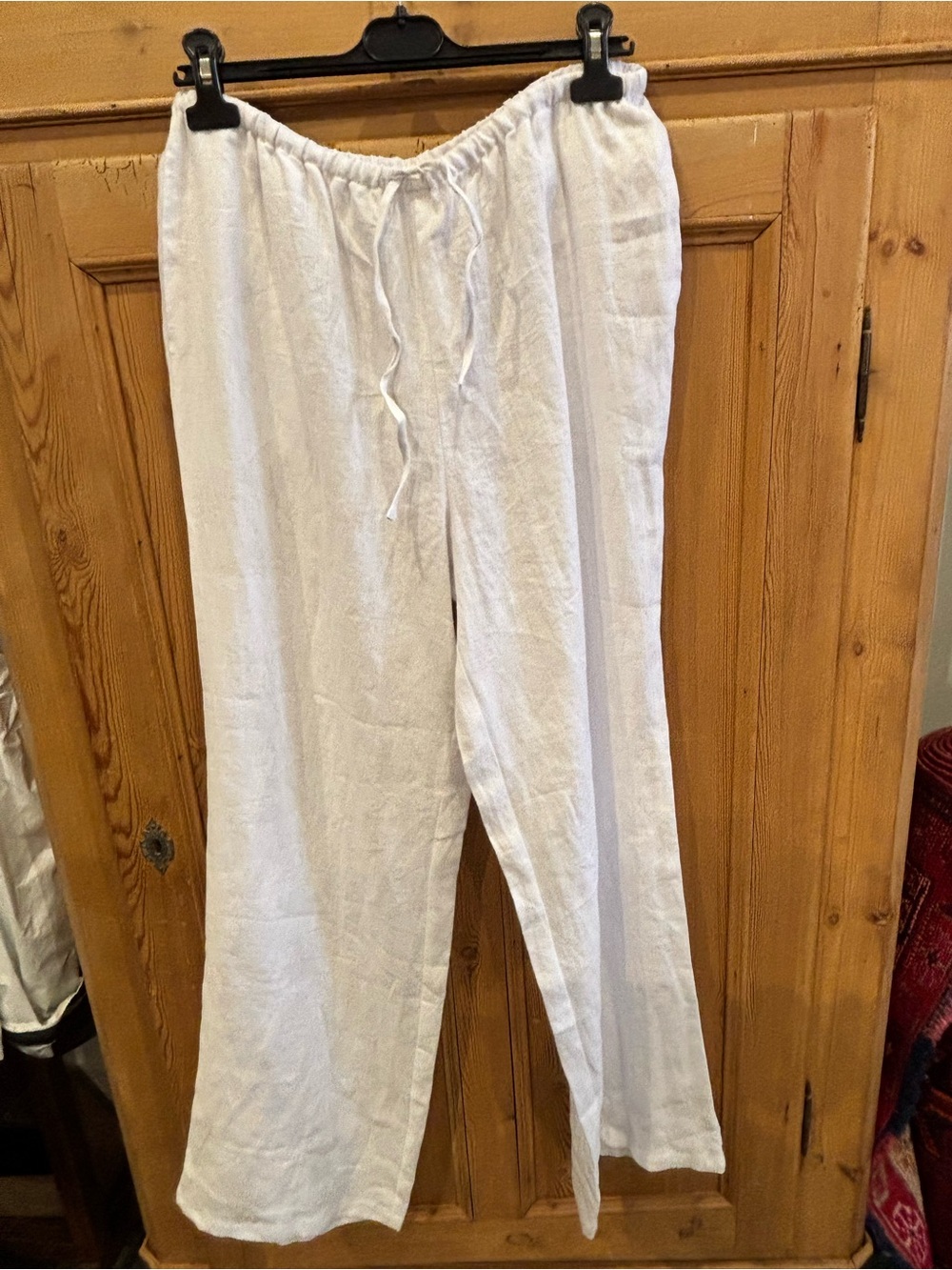 perfectwhitetee White Linen Straight-Leg Drawstring Pants